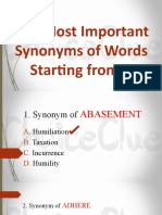 100 Most Important Synonyms of Words Starting From A