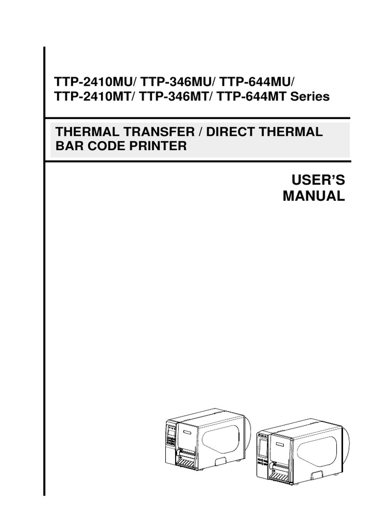 TTP-2410MT U User Manual E | PDF | Printer (Computing) | Menu (Computing)