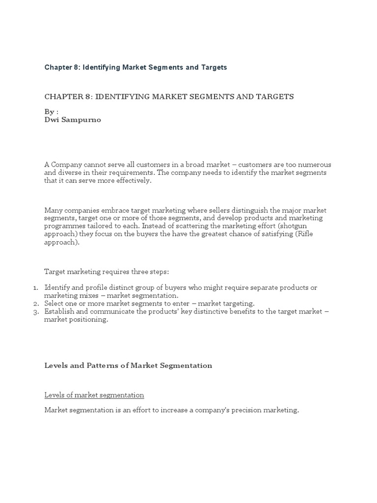 Chapter 8: Identifying Market Segments and Targets | PDF | Market ...