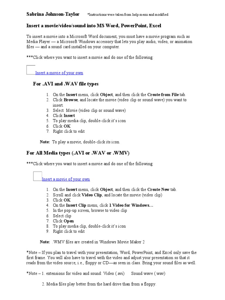 Insert Media in MS Office Documents | PDF