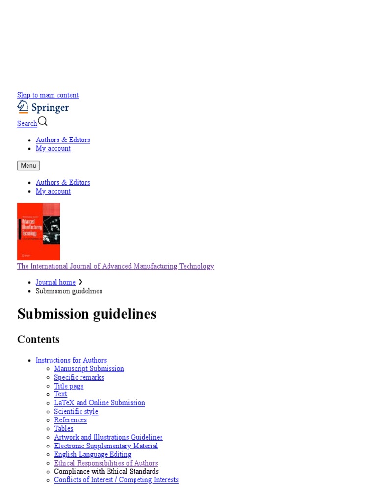 The International Journal of Advanced Manufacturing Technology ...