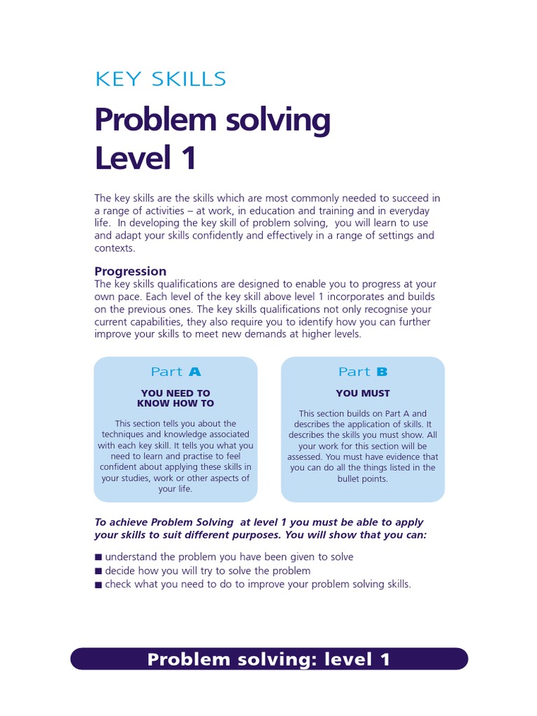Problem Solving Level 1: Key Skills | PDF | Cognition | Learning