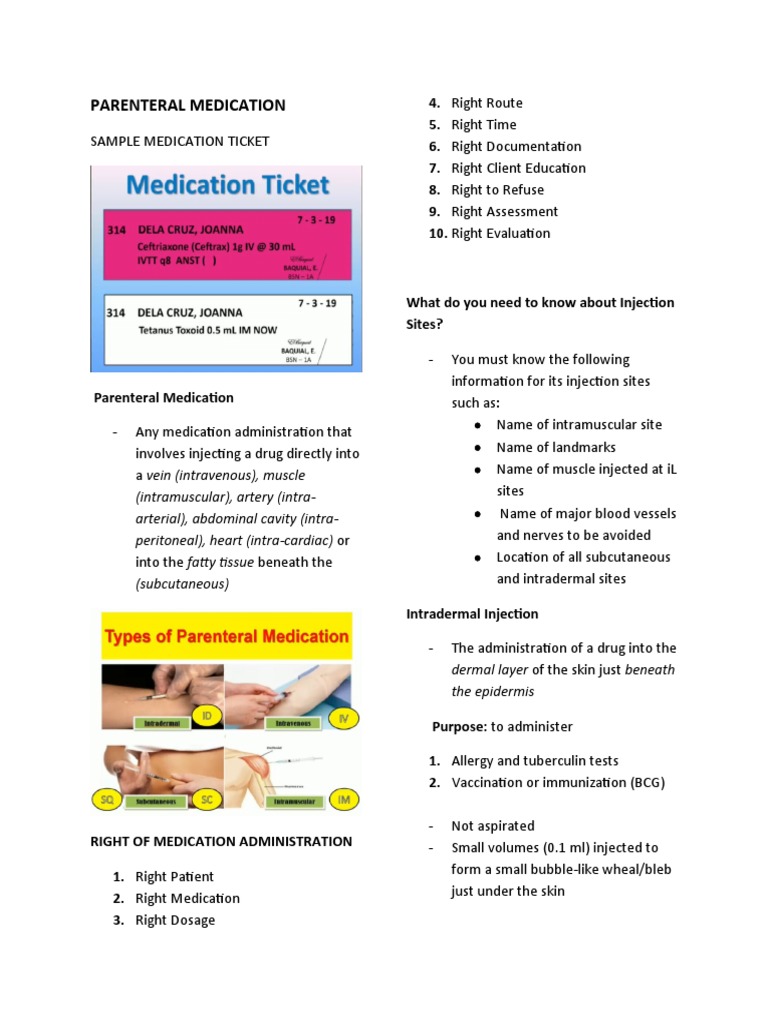 PARENTERAL MEDICATION Part 1 | PDF | Injection (Medicine) | Intravenous ...