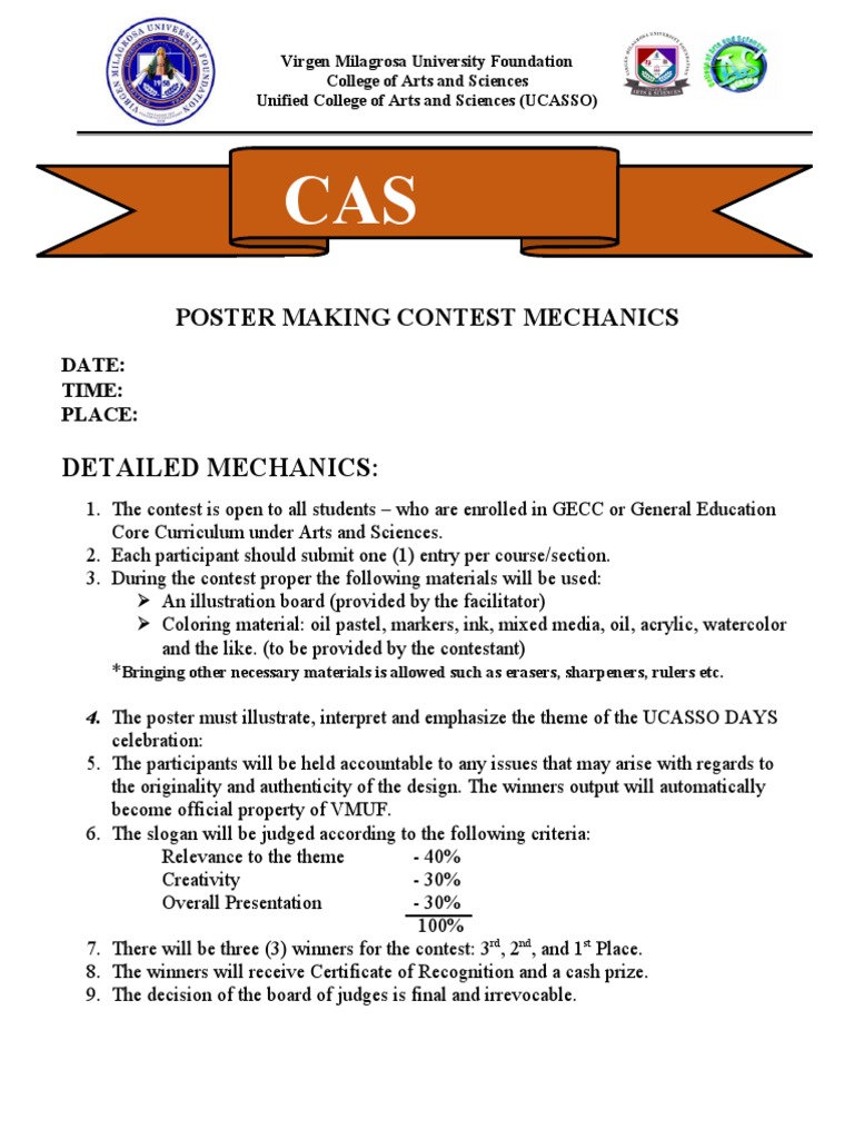 Mechanics For Poster Making Contest Pdf