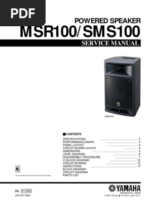 MSR100/SMS100: Powered Speaker | PDF | Equalization (Audio