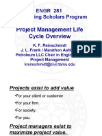 ENGR 281 Engineering Scholars Program: Project Management Life Cycle Overview