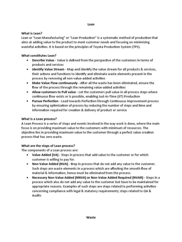 Lean Interview Questions PDF Lean Manufacturing Performance Indicator
