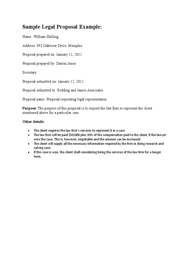 Legal Representation Proposal Example | PDF | Career & Growth | Finance ...