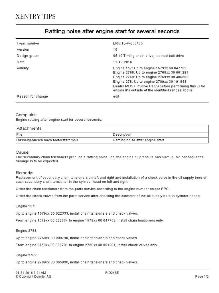 Mercedes Benz - M157 M276 M278 - LI05.10 P 056435 - Version - 10 | PDF ...