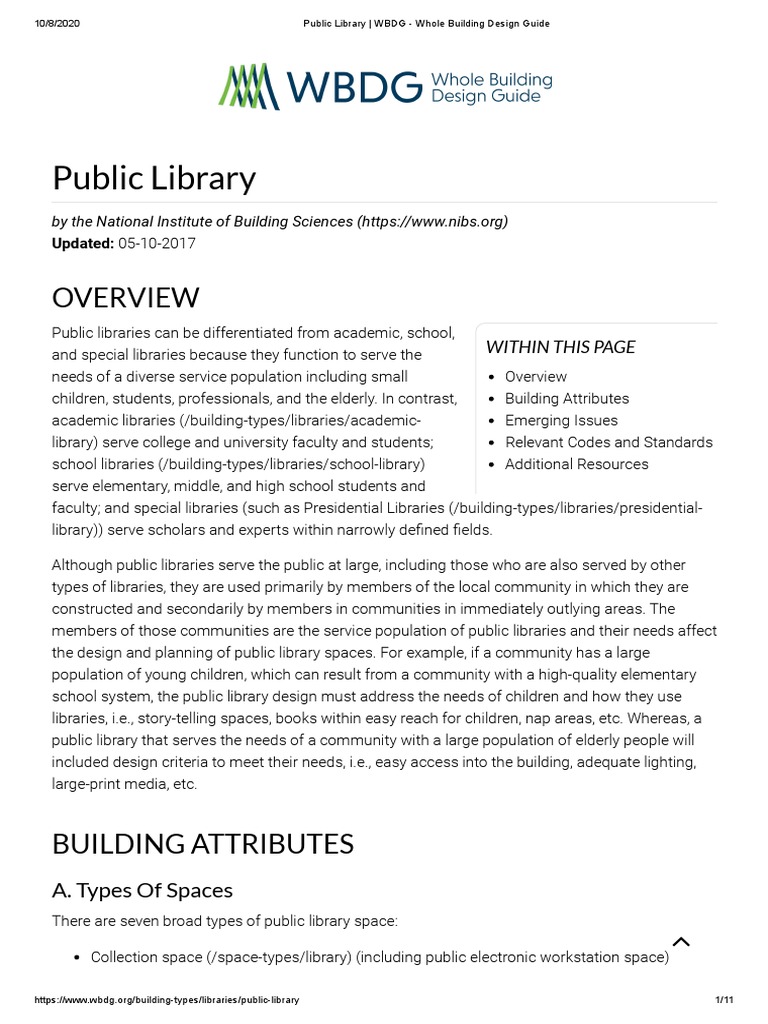 Public Library WBDG Whole Building Design Guide PDF Ventilation