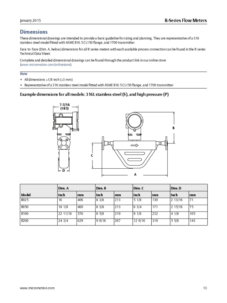 R-Series Flow Meter Dimensions Guide | PDF
