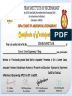 Certificate For M.SARAVANA KUMAR For - Feedback Link For Webinar O...