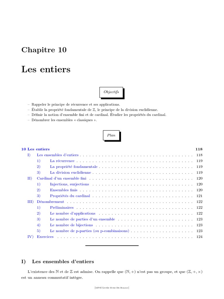Propriétés des entiers et cardinalité | PDF | Ensemble vide | Ensemble ...