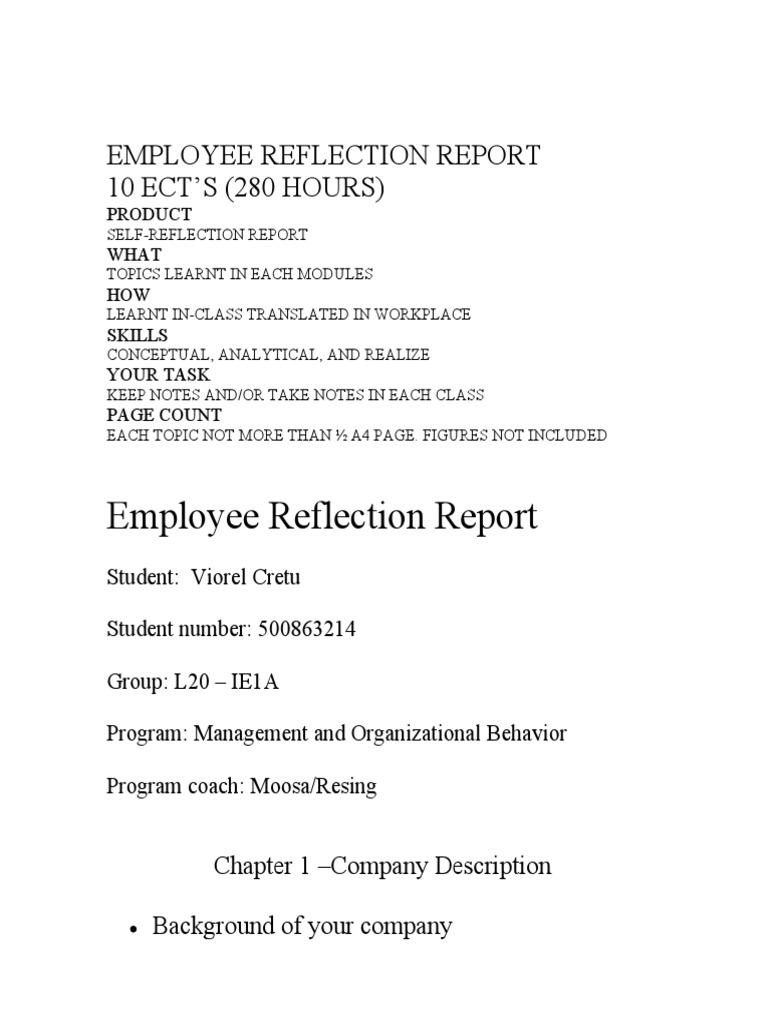 Employee Reflection on Organizational Behavior | PDF | Reinforcement ...