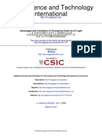 International Food Science and Technology: Advantages and Limitations On Processing Foods by UV Light