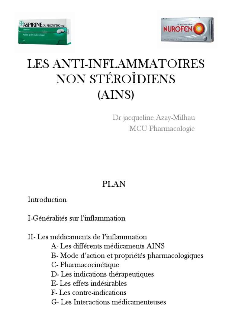Les Anti Inflammatoires Non Sterodiens Ains | PDF | Anti-inflammatoire ...