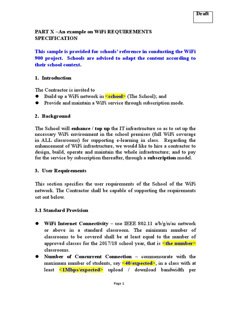 WiFi 900 Project Specifications for Schools | PDF | Wireless Lan ...