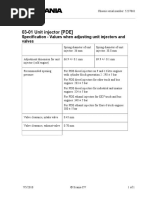 03-01 Unit Injector (PDE) : Specification - Values When Adjusting Unit Injectors and Valves