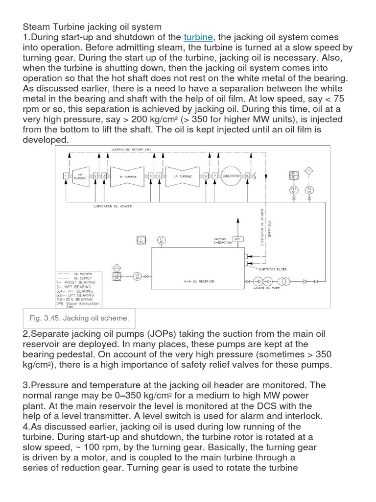 Steam Turbine Jacking Oil System PDF Pump Valve