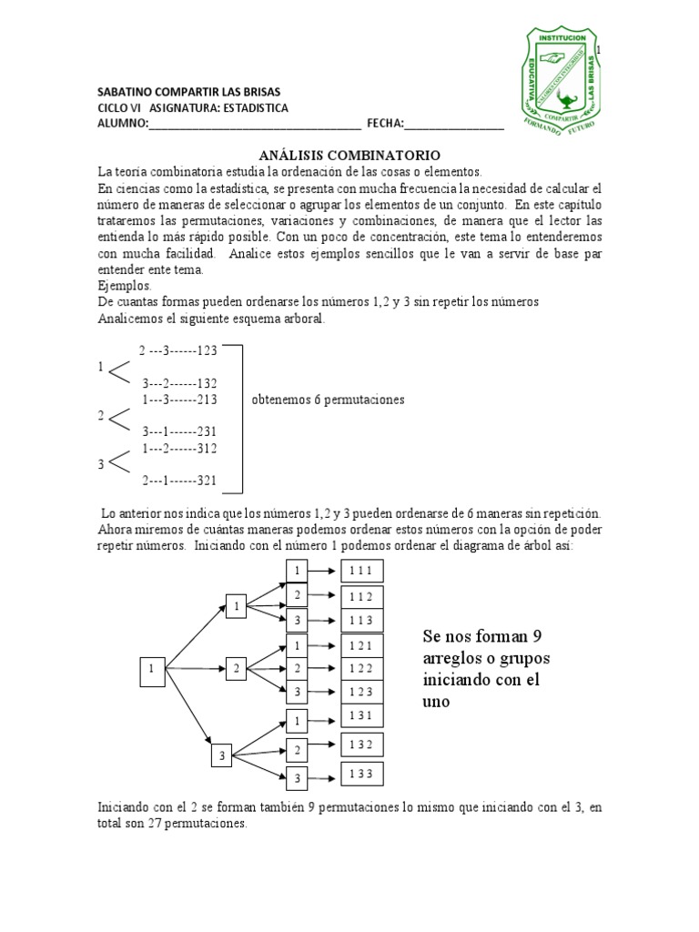 Análisis Combinatorio en Estadística | PDF | Combinatoria | Permutación