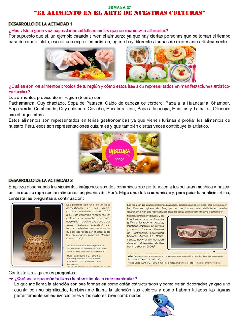 Arte y Cultura - Semana 27 | PDF | Cocina latinoamericana | Cocina de ...