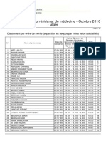 Concours D'accès Au Résidanat de Médecine - Octobre Alger PDF