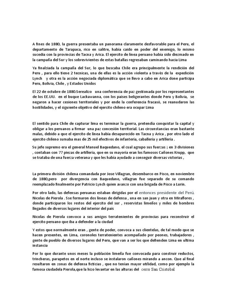 Batalla de San Juan y Chorrillos | PDF | Conflictos del segundo milenio ...