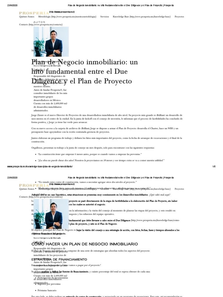 Plan de Negocio Inmobiliario - Un Hito Fundamental Entre El Due ...