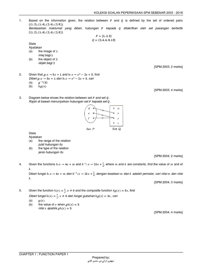Chapter 1 F4 Function P1 | PDF