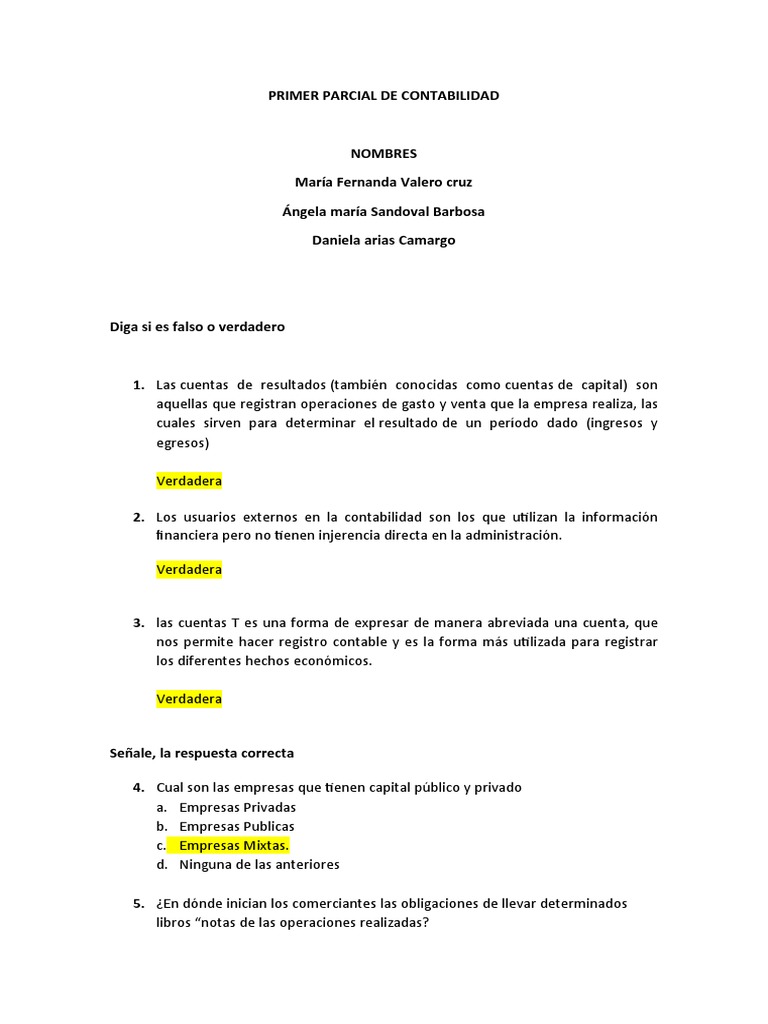 Primer Parcial de Contabilidad | PDF | Contabilidad | Servicios financieros