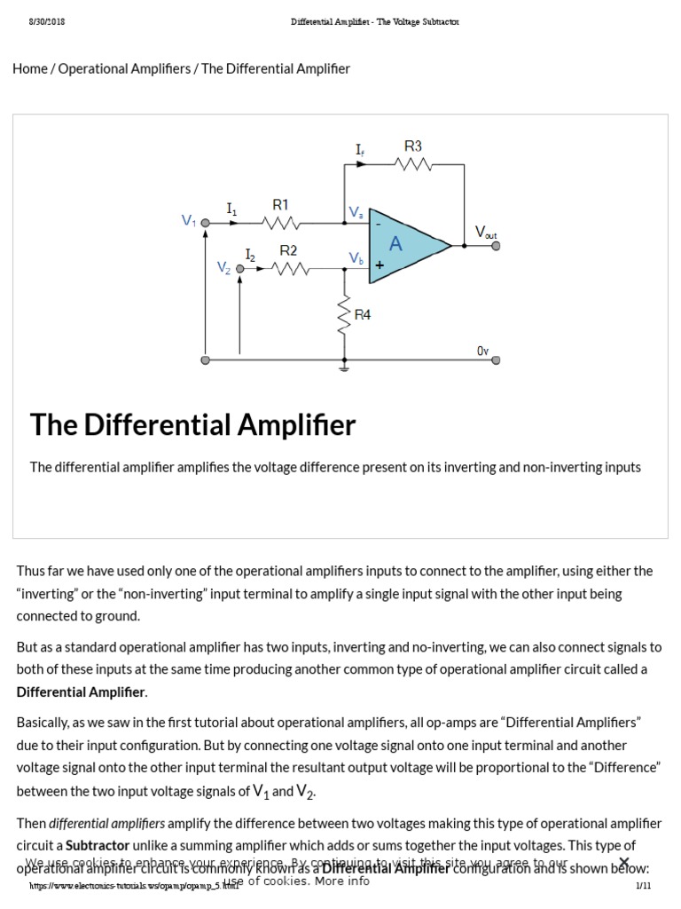 Differential Amplifier as Voltage Subtractor | PDF | Operational ...