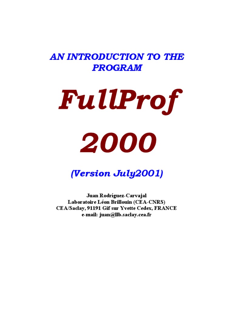 FullProf Software User Manual | PDF | Command Line Interface | Zip ...