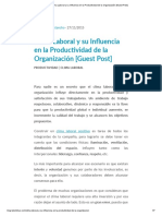 Clima Laboral y Su Influencia en La Productividad de La Organización (Guest Post)