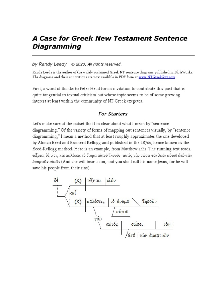 A Case For Greek New Testament Sentence Diagramming PDF Exegesis Expository Preaching