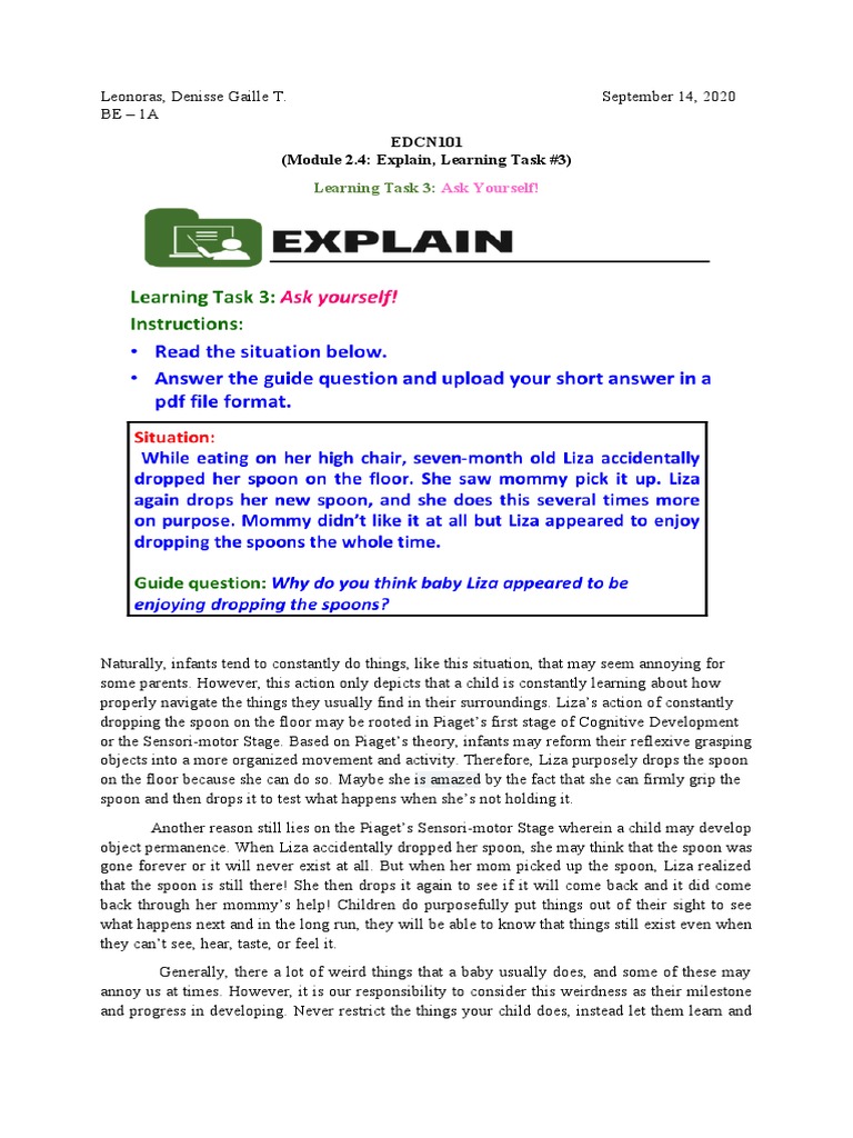 Leonoras - EDCN101 (Module 2.4 Explain, Learning Task 3) | PDF | Wellness