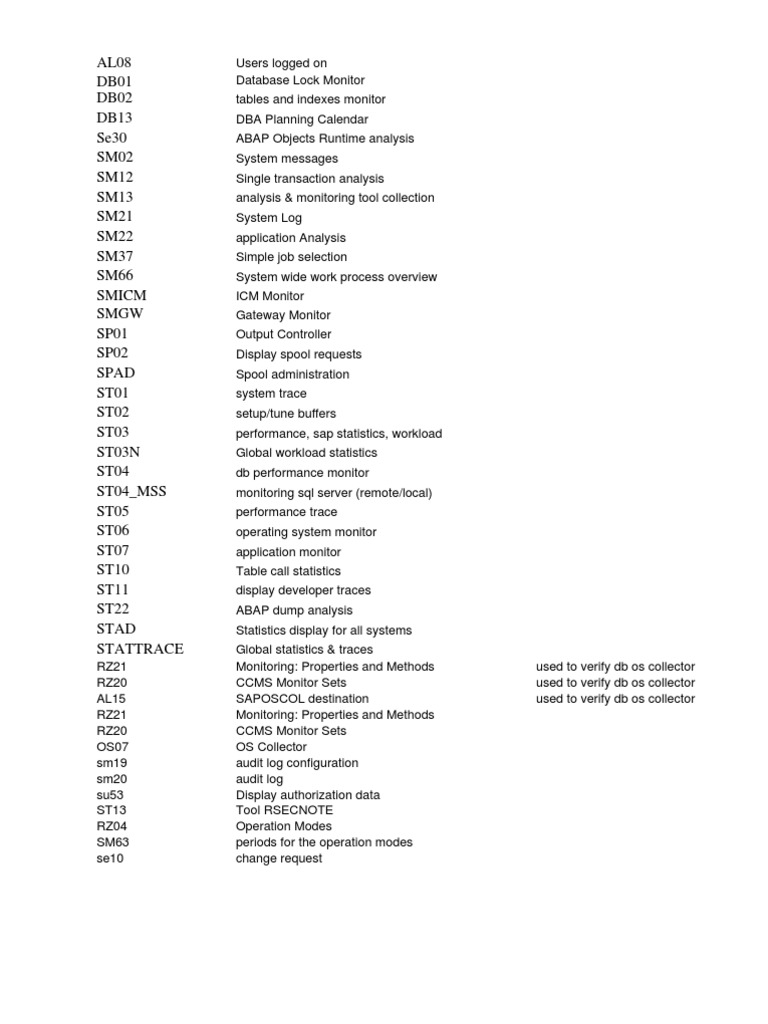 Tcode PDF Computer Data Storage Databases
