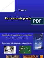 Equilibrios de precipitación y factores que afectan la solubilidad