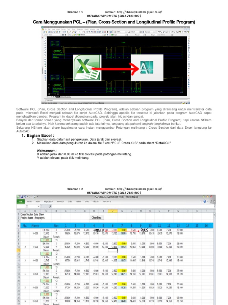 Buat Kontur DG PCL Plan Cross Section Dan Longitudinal Profile Program ...