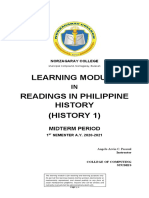 Learning Module Readings in Philippine History (History 1) : Midterm Period