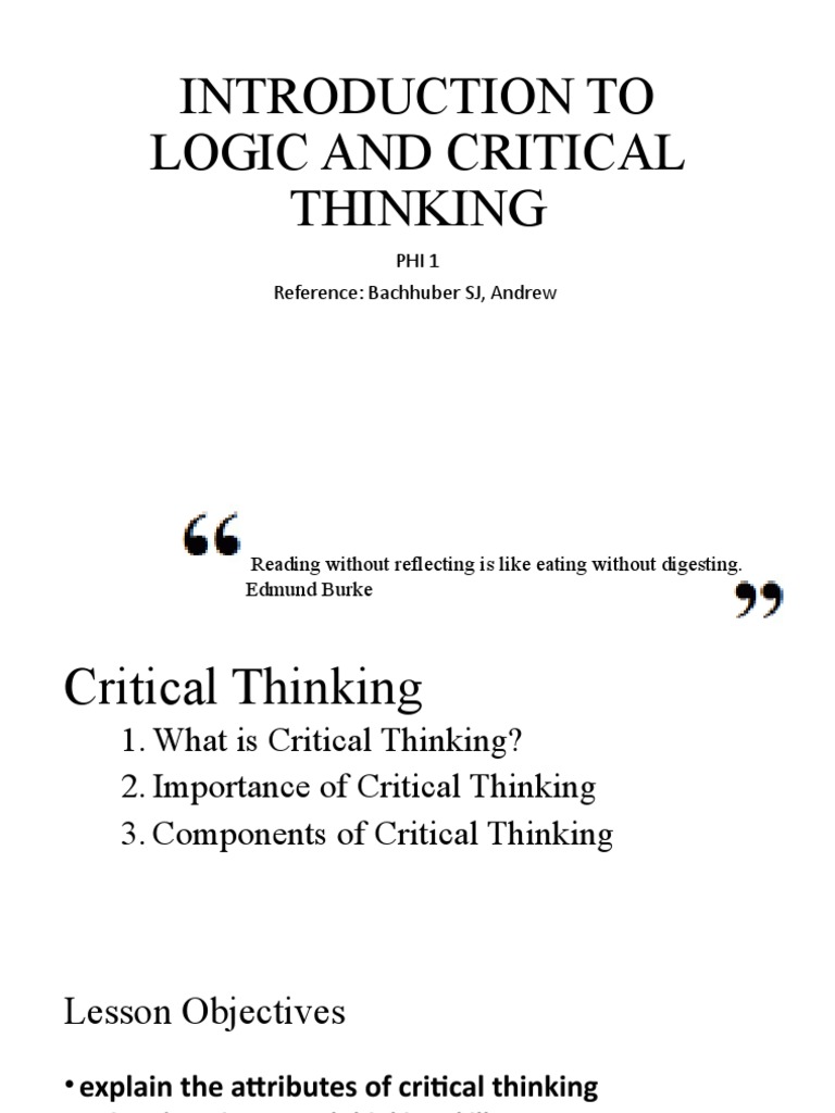 Introduction To Logic and Critical Thinking Phi 1 Reference Bachhuber
