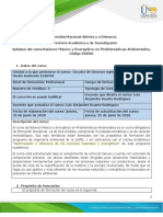 Syllabus Del Curso Balance Másico y Energético en Problemáticas Ambientales PDF