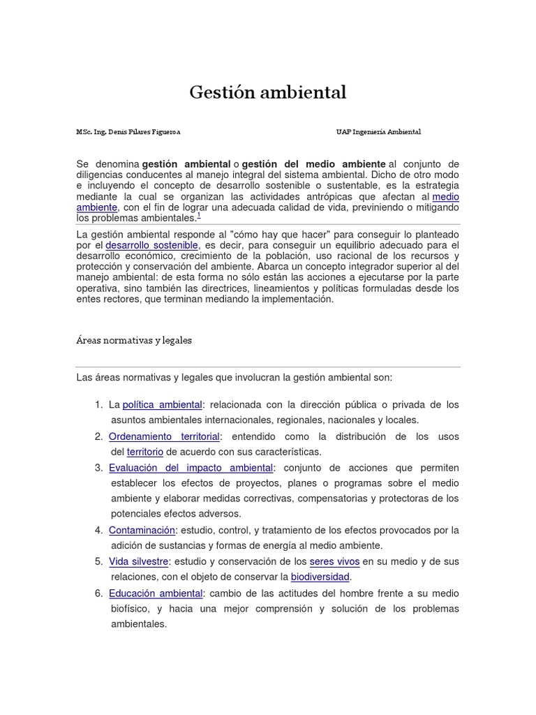 Gestión Ambiental para el Desarrollo Sostenible | PDF | Entorno natural ...