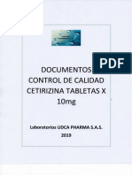 Control de Calidad Cetirizina Tabletas PDF