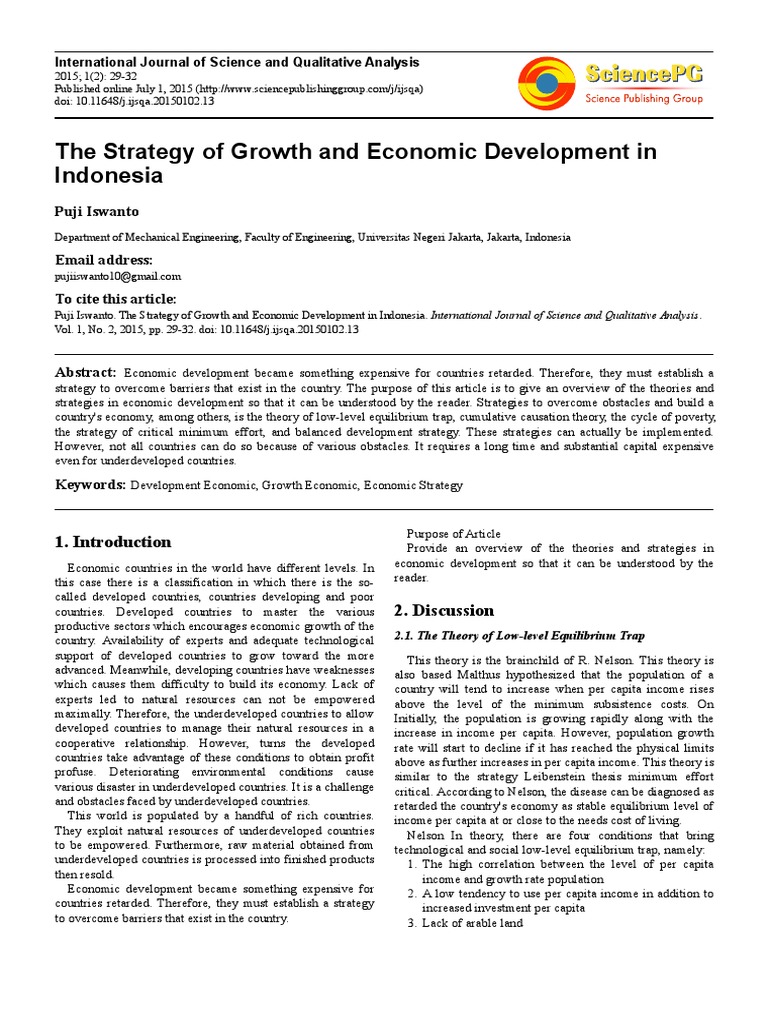 Economic Development Strategies in Indonesia | PDF | Economic Growth ...