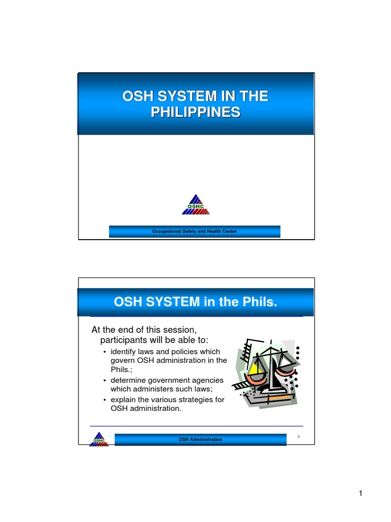 OSH Administration in the Philippines | PDF | Occupational Safety And ...