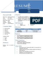 Resume: Personal Profile Objective