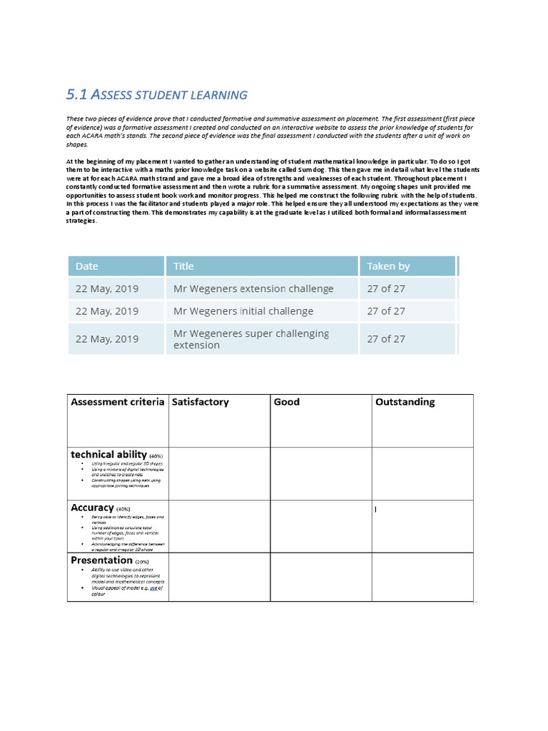 Standard 5 | PDF | Educational Assessment | Cognition
