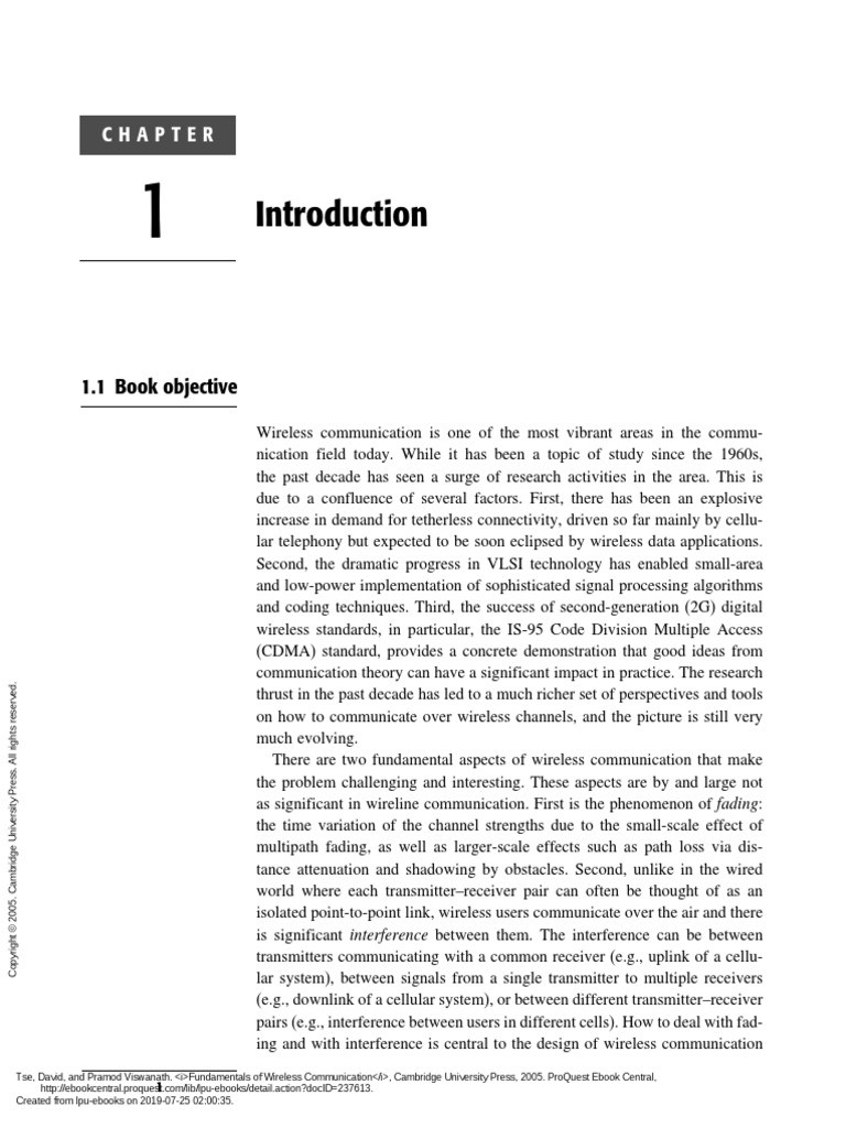 Fundamentals of Wireless Communication - (CHAPTER 1 Introduction) PDF ...