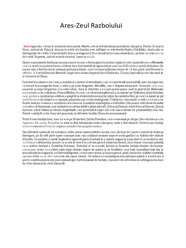 Ares-Zeul Razboiului PDF | PDF