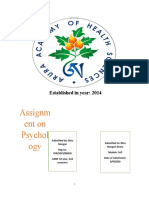 Assignm Ent On Psychol Ogy: Established in Year: 2014
